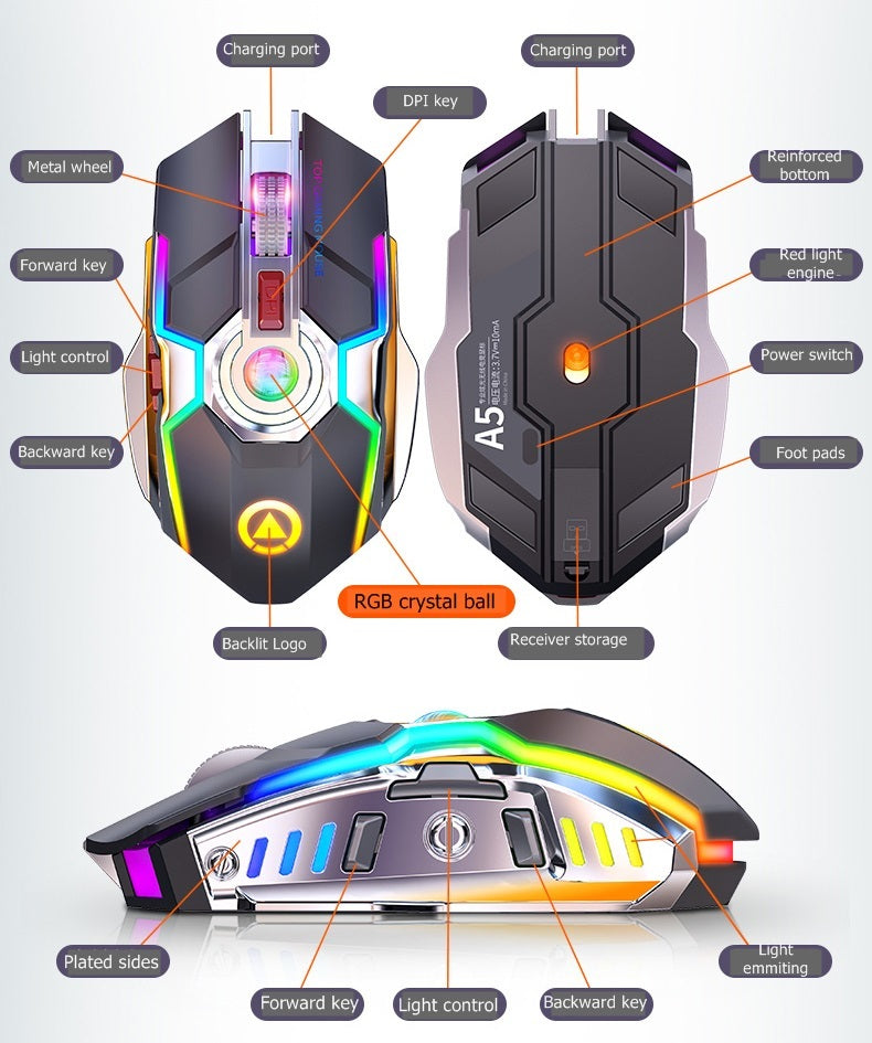 Wireless Gaming RGB Rechargeable Mute Button