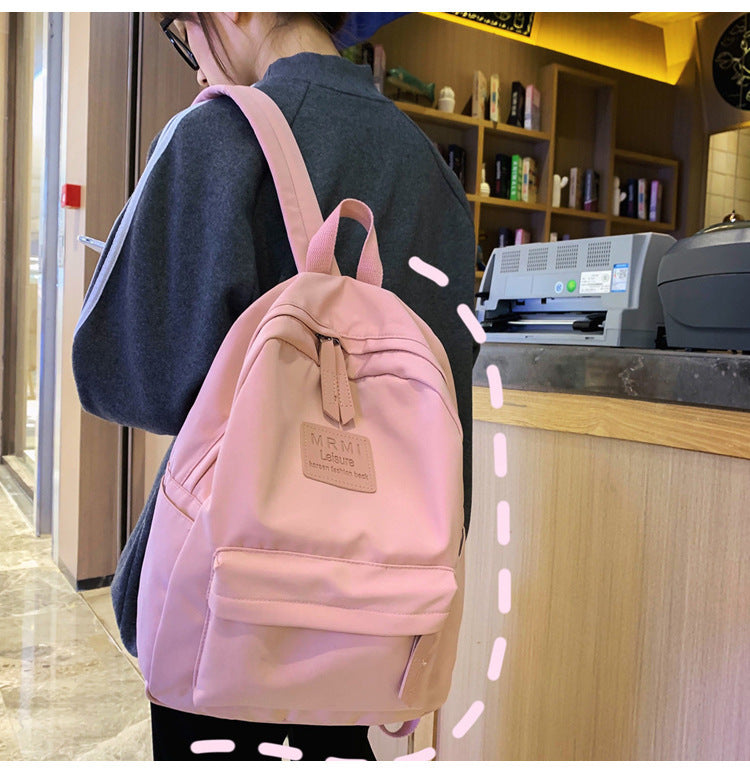 Solid Backpack For Men And Women Korean Version Junior High School