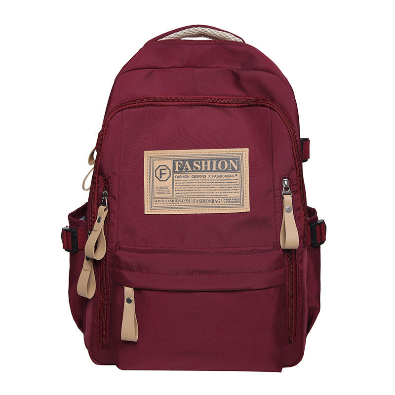 Solid Multi-pocket Backpack Korean Version Junior High School Students