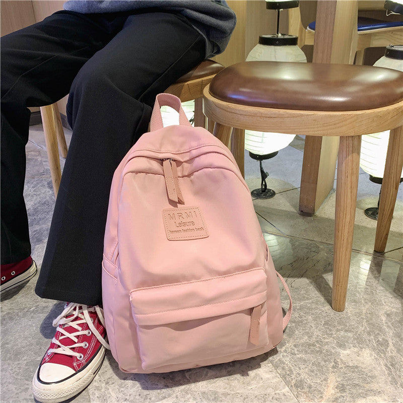 Solid Backpack For Men And Women Korean Version Junior High School