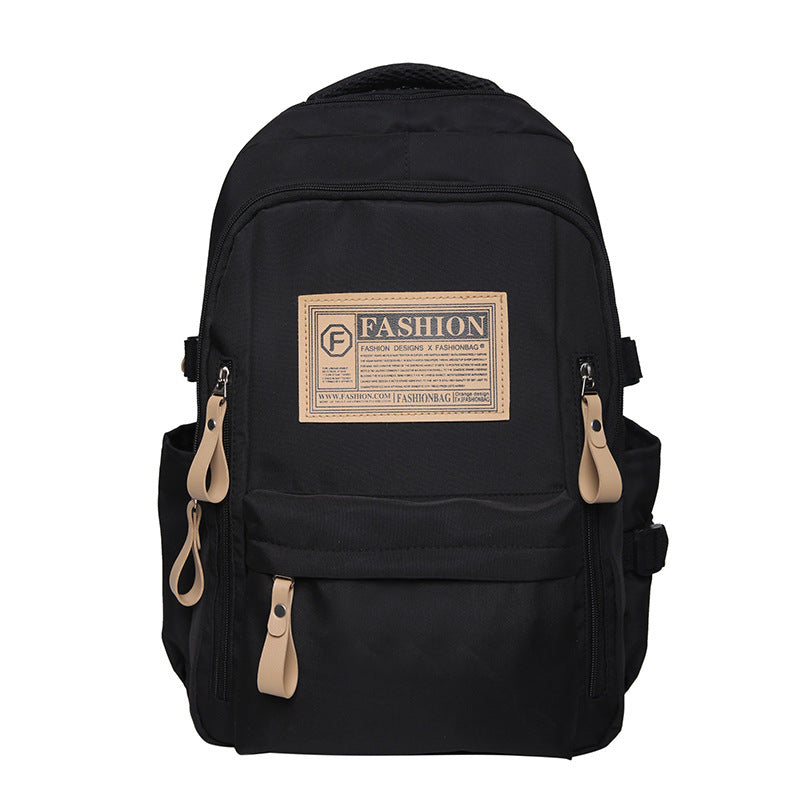 Solid Multi-pocket Backpack Korean Version Junior High School Students