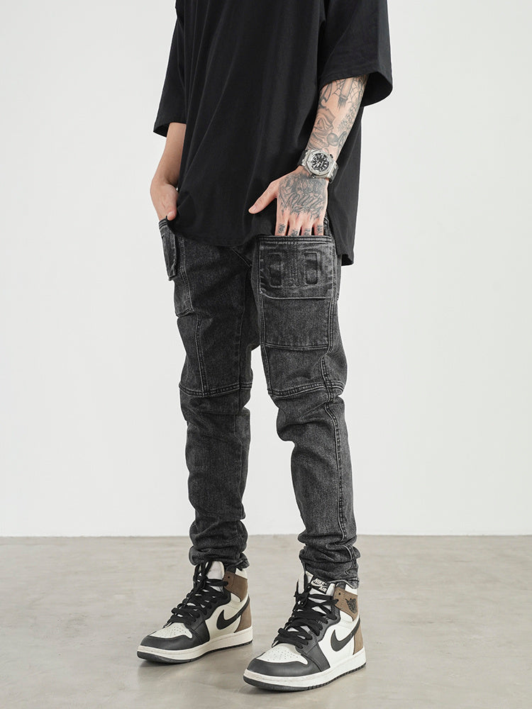 Pocket Stitching Slim Stretch Jeans Men