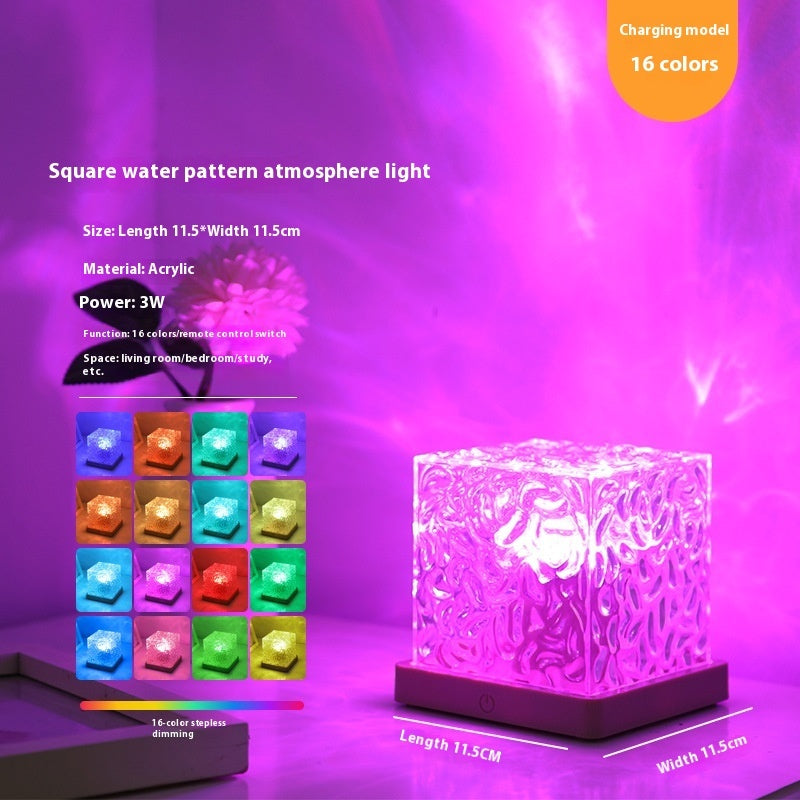 LED Water Ripple Ambient Night Light USB Rotating