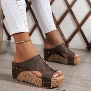 Plus Size Women's Wedge Peep Toe Platform Sandals