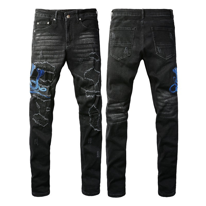 Embroidered One Piece Dropshipping Patch Skinny Jeans For Men