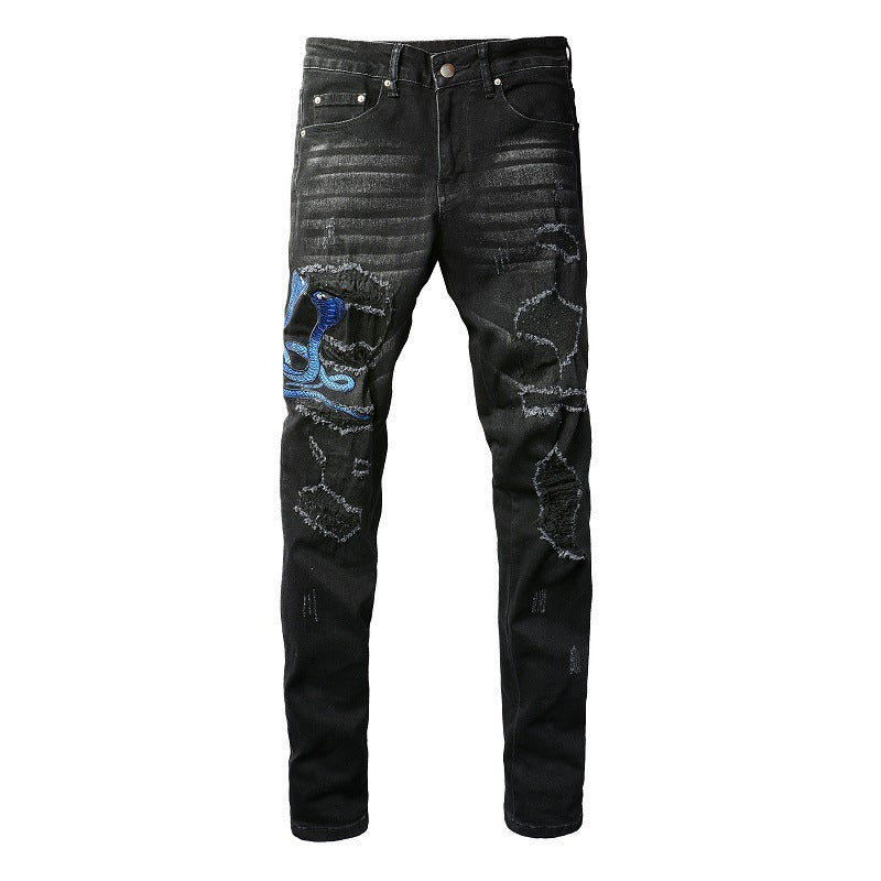 Embroidered One Piece Dropshipping Patch Skinny Jeans For Men