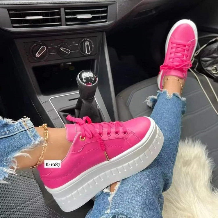 Chunky Heel Shoes Ankle Boots Lace-up Sneakers