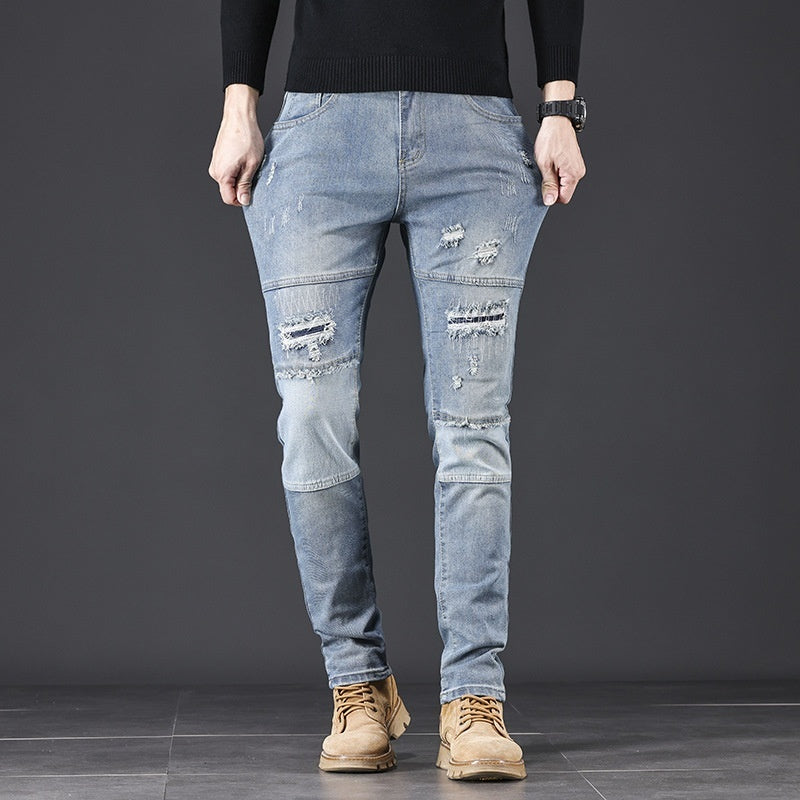 High-end Blue Jeans With Holes