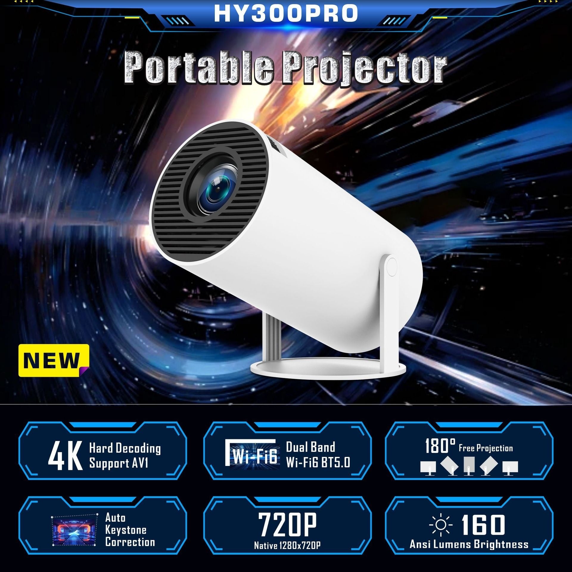 HY300 Pro Projector Home Theater Entertainment Portable