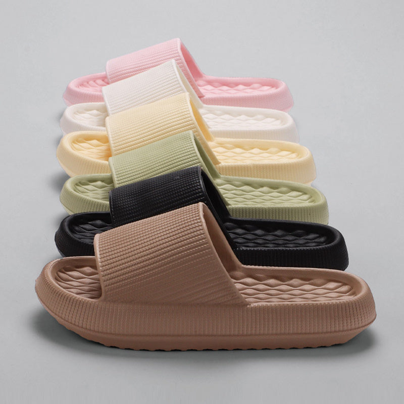 Summer EVA Slippers Solid Color Rhombus Stripe Anti-slip Slippers New Women's Home Shoes