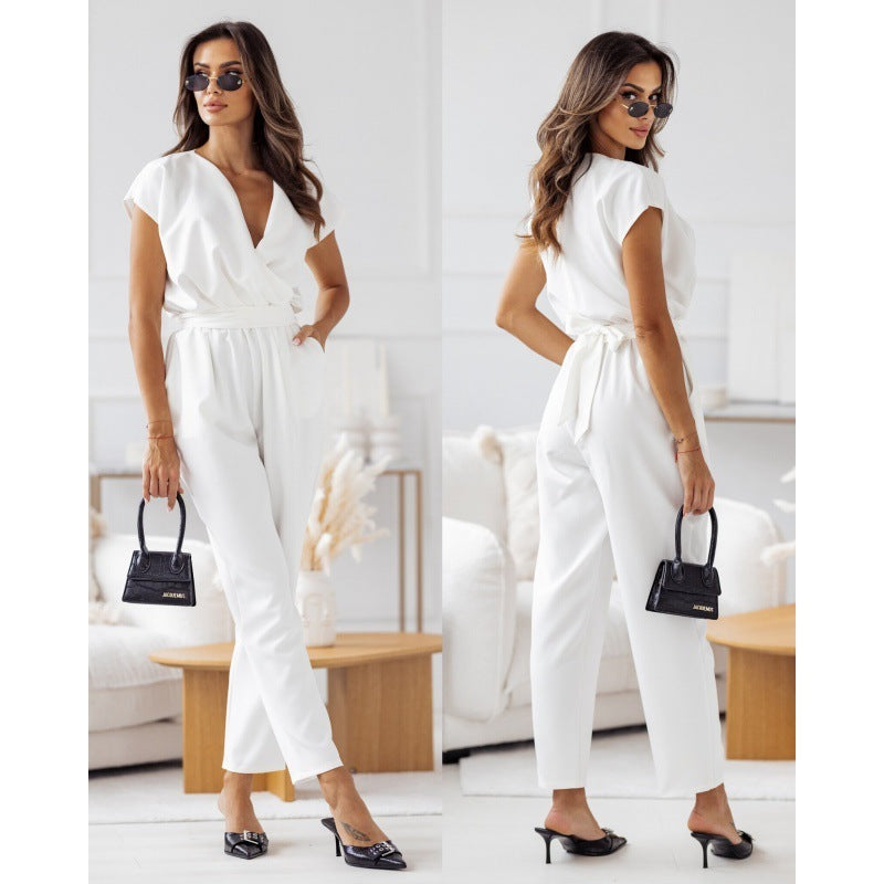 Jumpsuit Summer Lace-up Trousers Womens Clothing